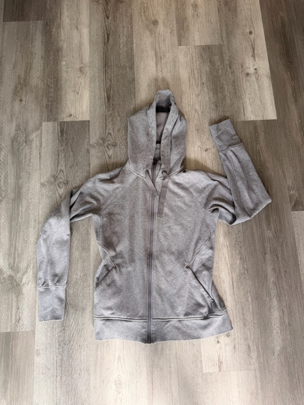 Athleta Light Gray Full-Zip Hooded Jacket